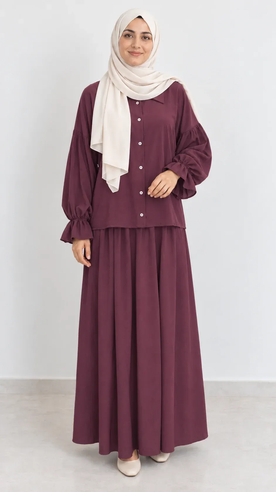 Lyna maxi set in burgundy